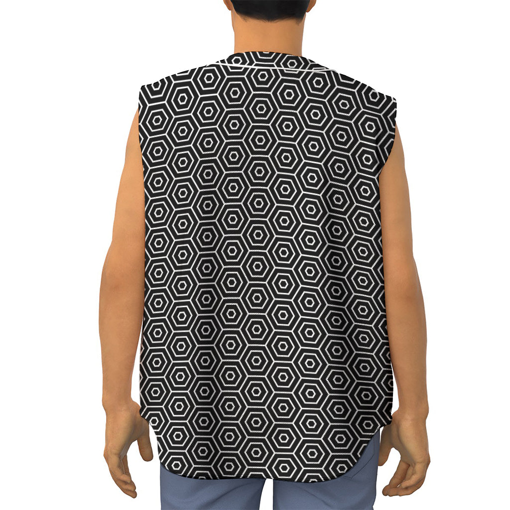 Hexagon Geometric Pattern Print Sleeveless Baseball Jersey
