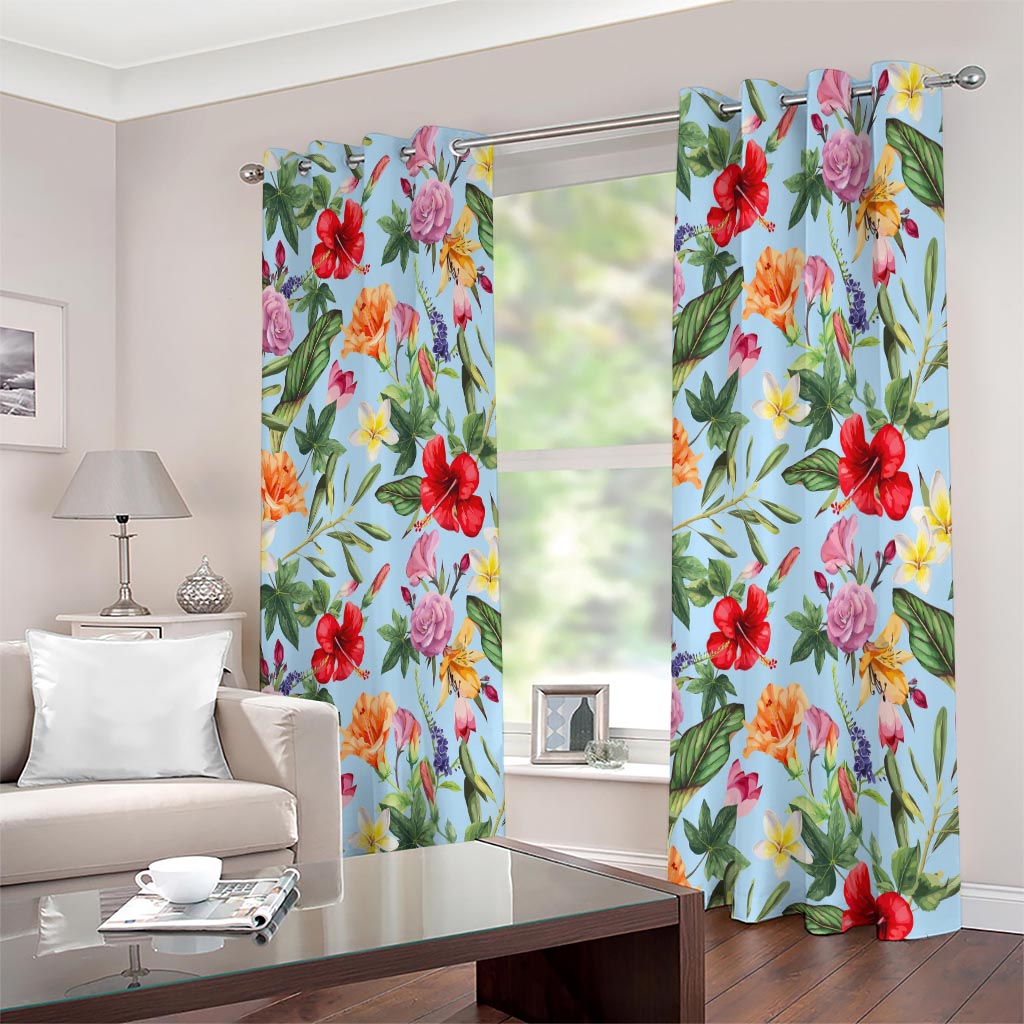 Hibiscus Flower Floral Pattern Print Extra Wide Grommet Curtains