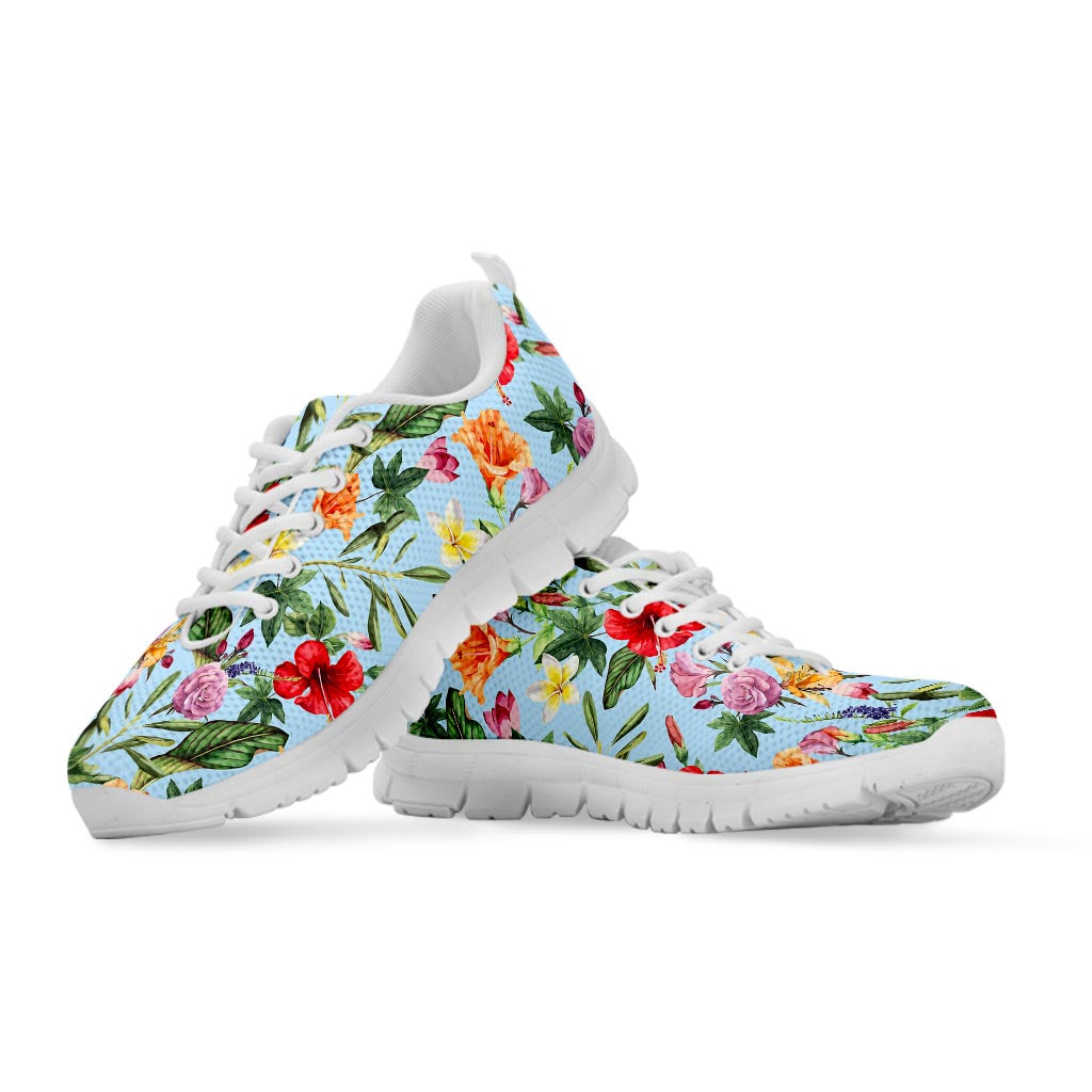 Hibiscus Flower Floral Pattern Print White Running Shoes