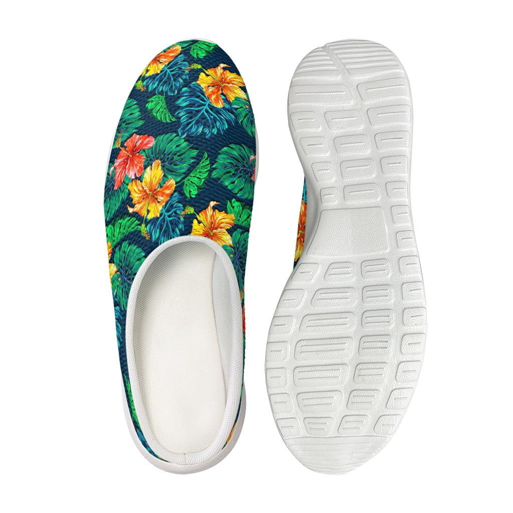 Hibiscus Monstera Hawaii Pattern Print Mesh Casual Shoes