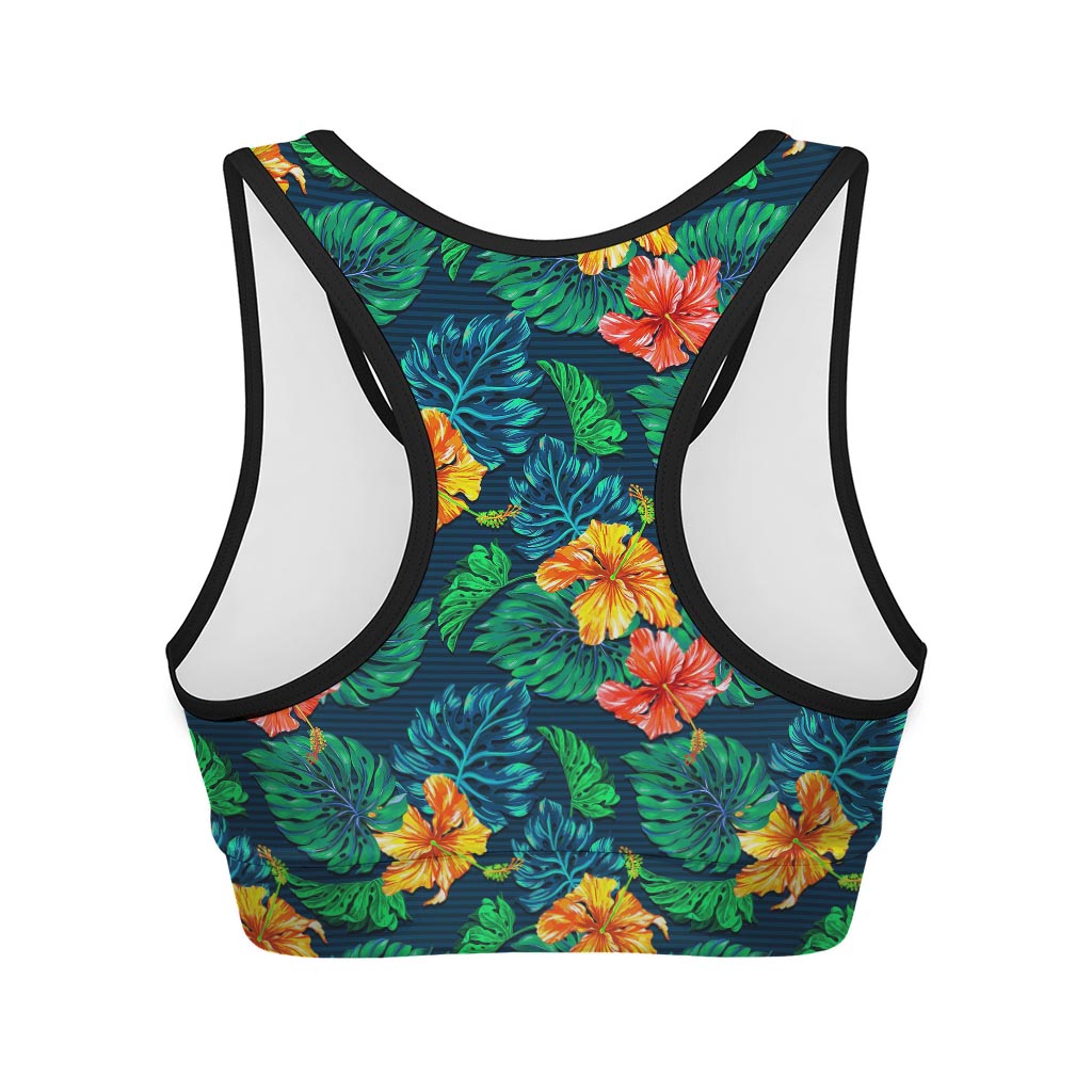 Hibiscus Monstera Hawaii Pattern Print Women's Sports Bra
