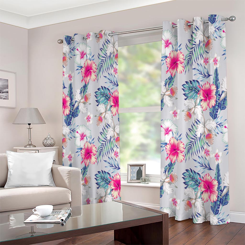 Hibiscus Orchids Hawaii Pattern Print Extra Wide Grommet Curtains