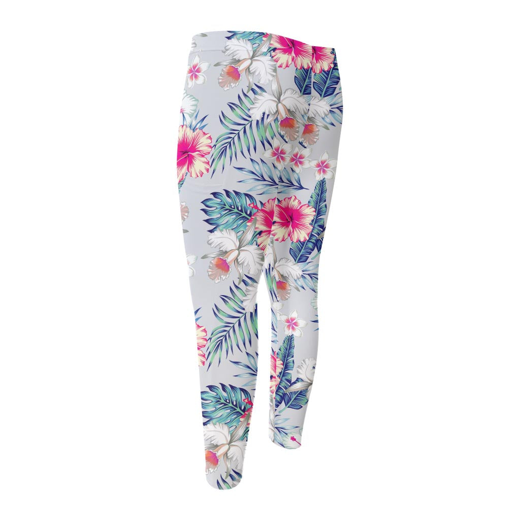 Hibiscus Orchids Hawaii Pattern Print Men's Compression Pants