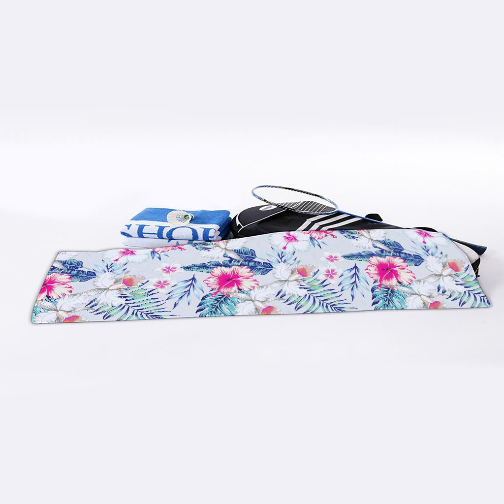 Hibiscus Orchids Hawaii Pattern Print Sports Towel