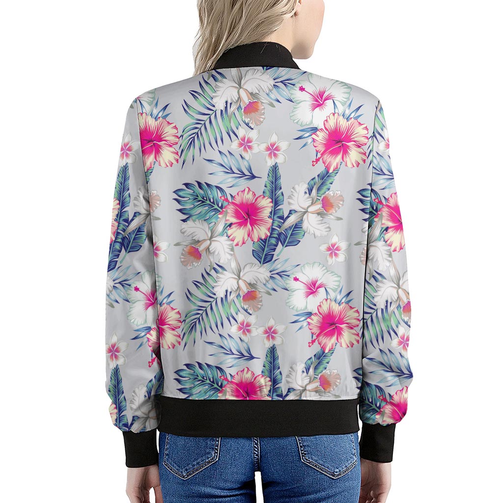 Hibiscus Orchids Hawaii Pattern Print Women's Bomber Jacket