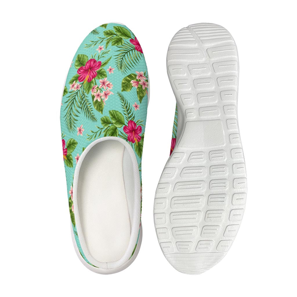 Hibiscus Plumeria Flowers Pattern Print Mesh Casual Shoes