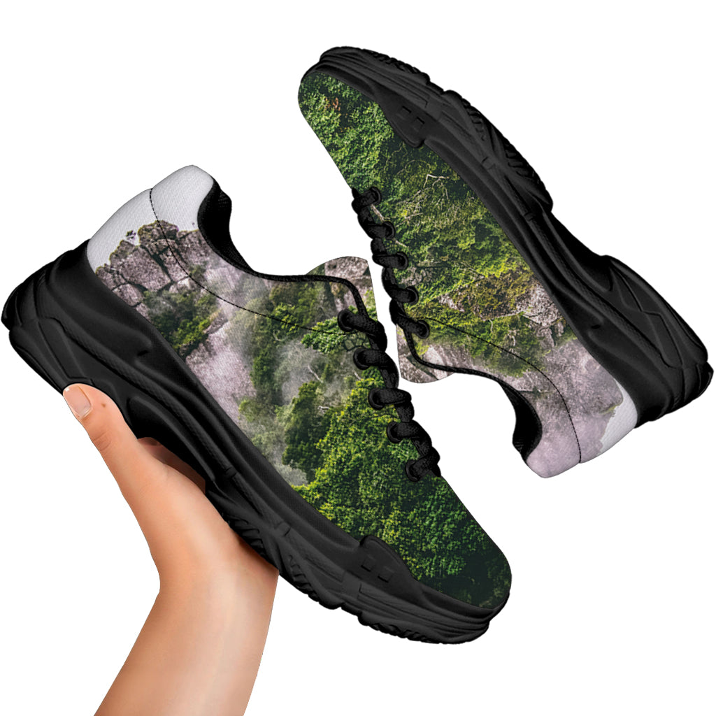High Mountain Print Black Chunky Shoes