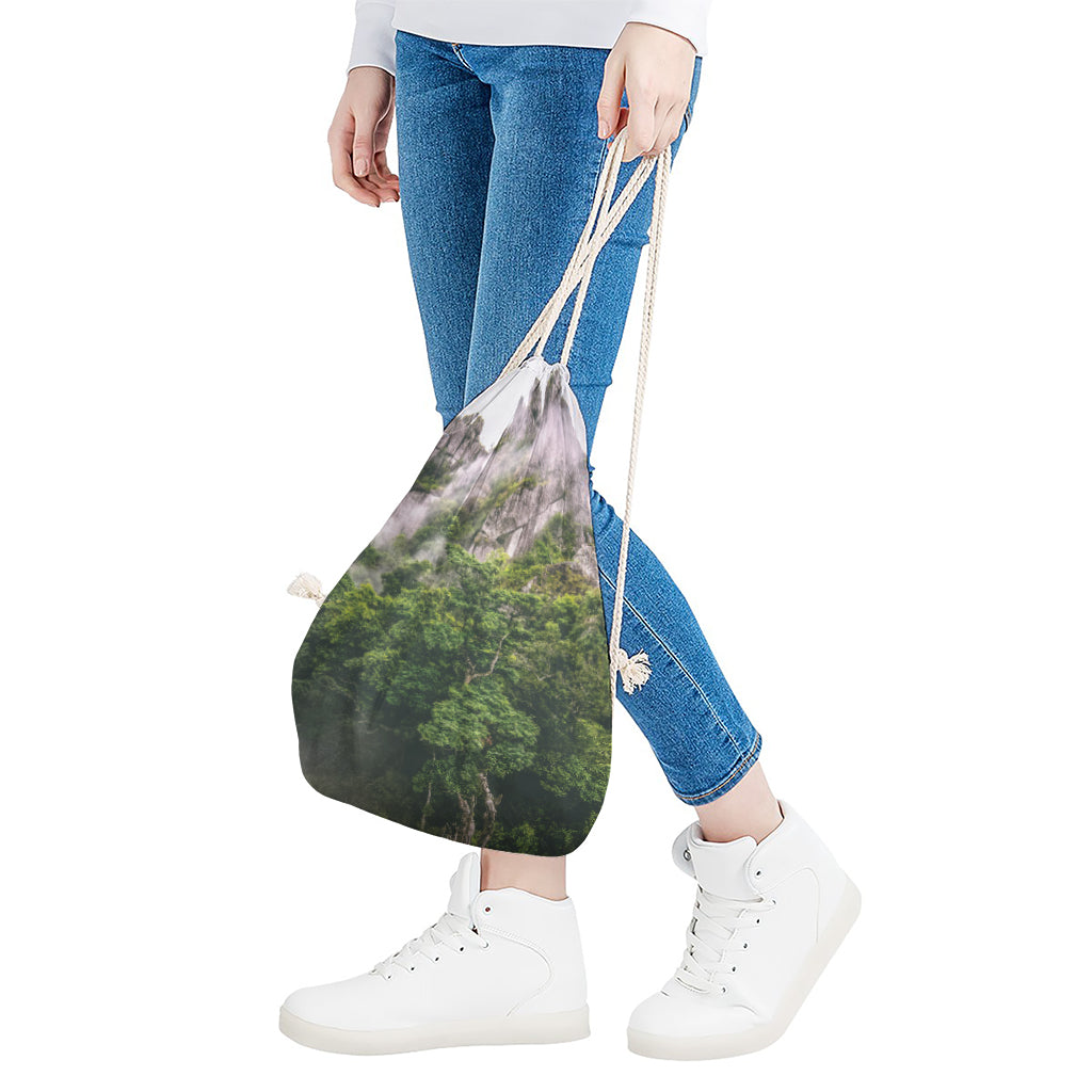 High Mountain Print Drawstring Bag
