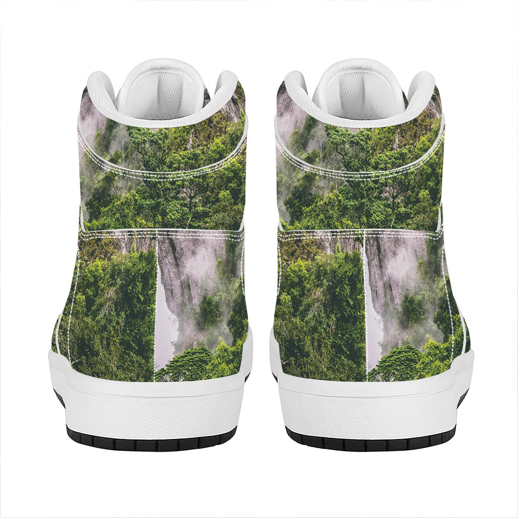 High Mountain Print High Top Leather Sneakers