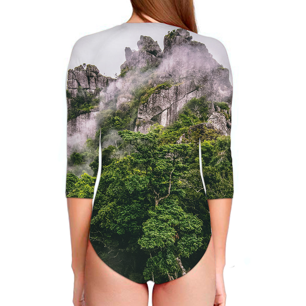 High Mountain Print Long Sleeve Swimsuit