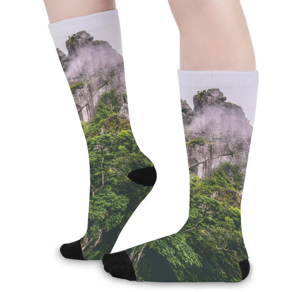 High Mountain Print Long Socks