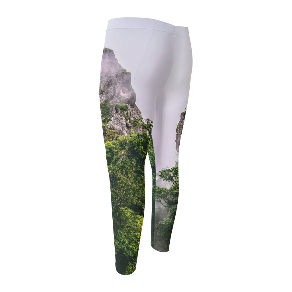 High Mountain Print Men's Compression Pants