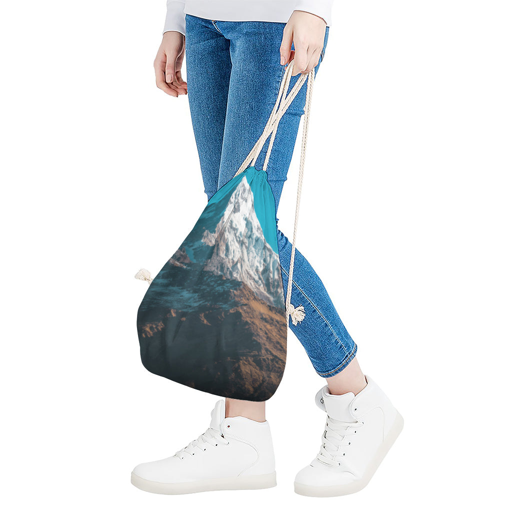 Himalaya Mountain Print Drawstring Bag