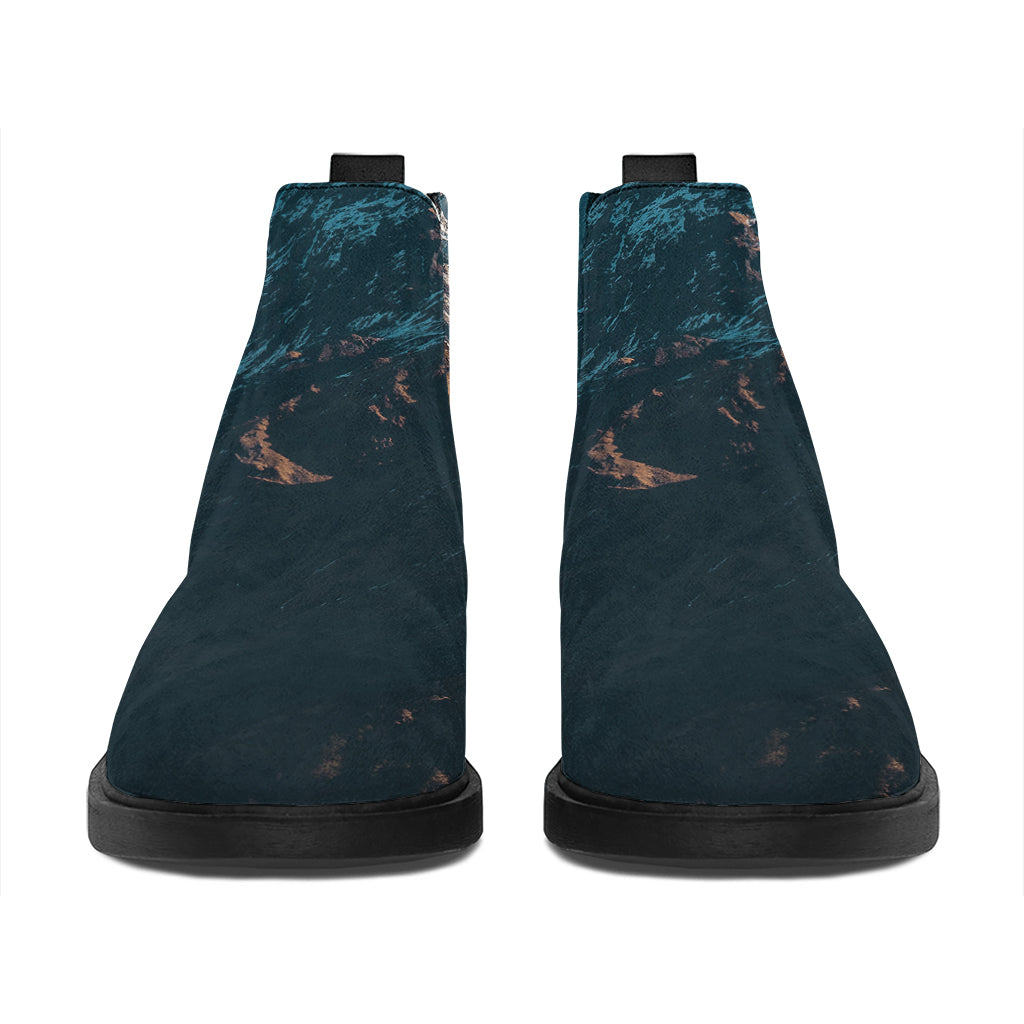 Himalaya Mountain Print Flat Ankle Boots
