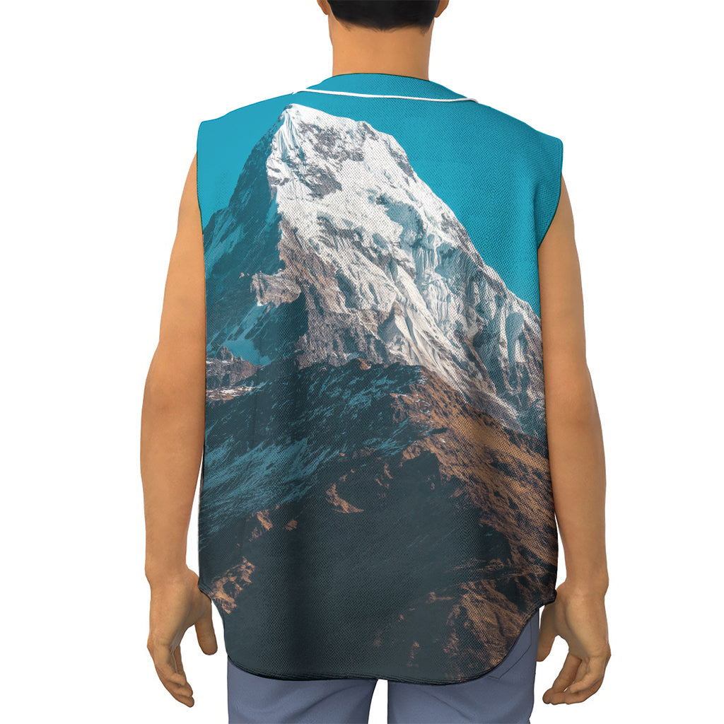 Himalaya Mountain Print Sleeveless Baseball Jersey