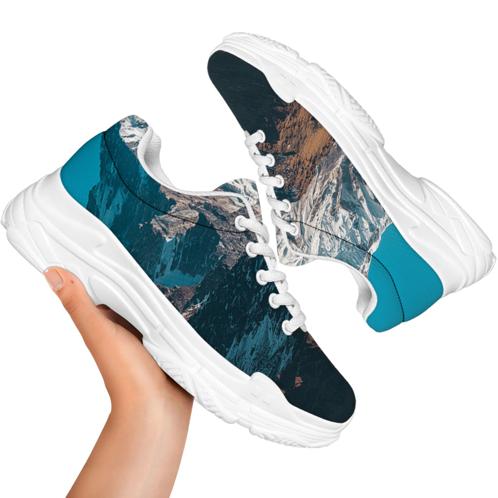 Himalaya Mountain Print White Chunky Shoes