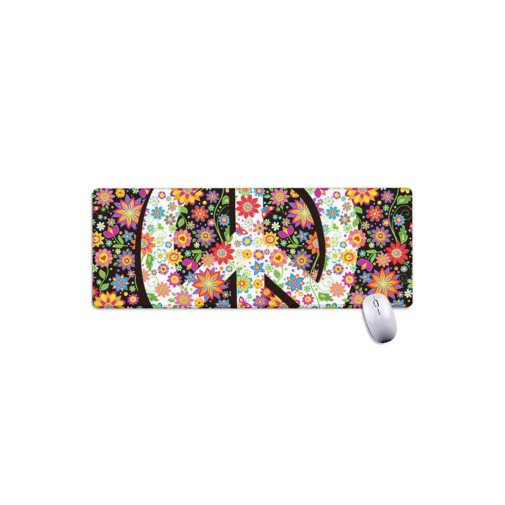 Hippie Flower Peace Sign Print Extended Mouse Pad