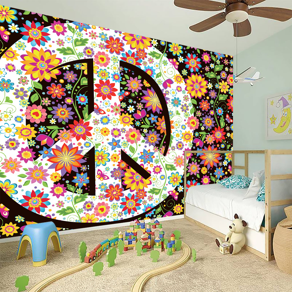 Hippie Flower Peace Sign Print Wall Sticker