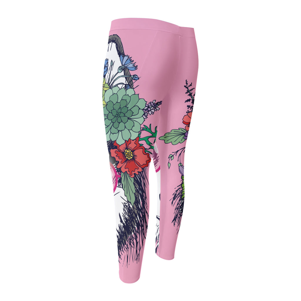 Hippie Siberian Husky Print Men's Compression Pants