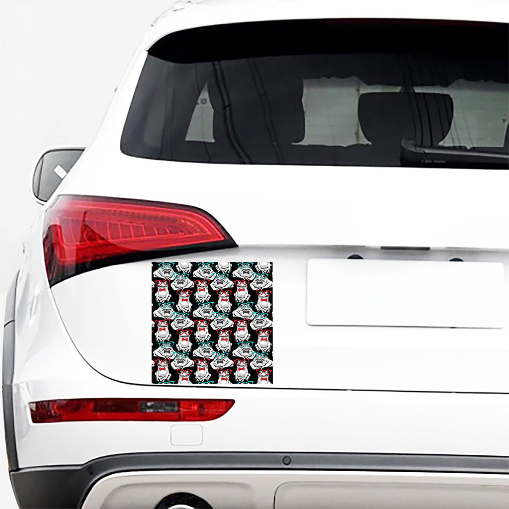 Hipster Frog Pattern Print Car Sticker