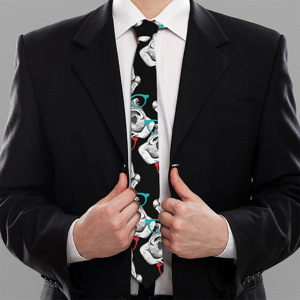 Hipster Frog Pattern Print Necktie