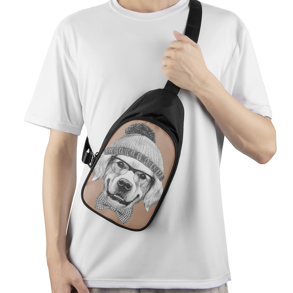 Hipster Golden Retriever Print Chest Bag