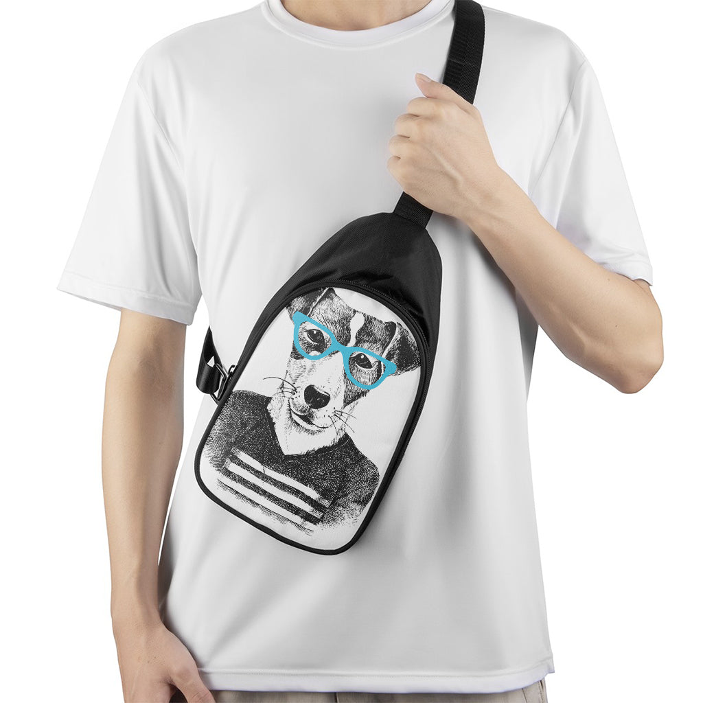 Hipster Jack Russell Terrier Print Chest Bag