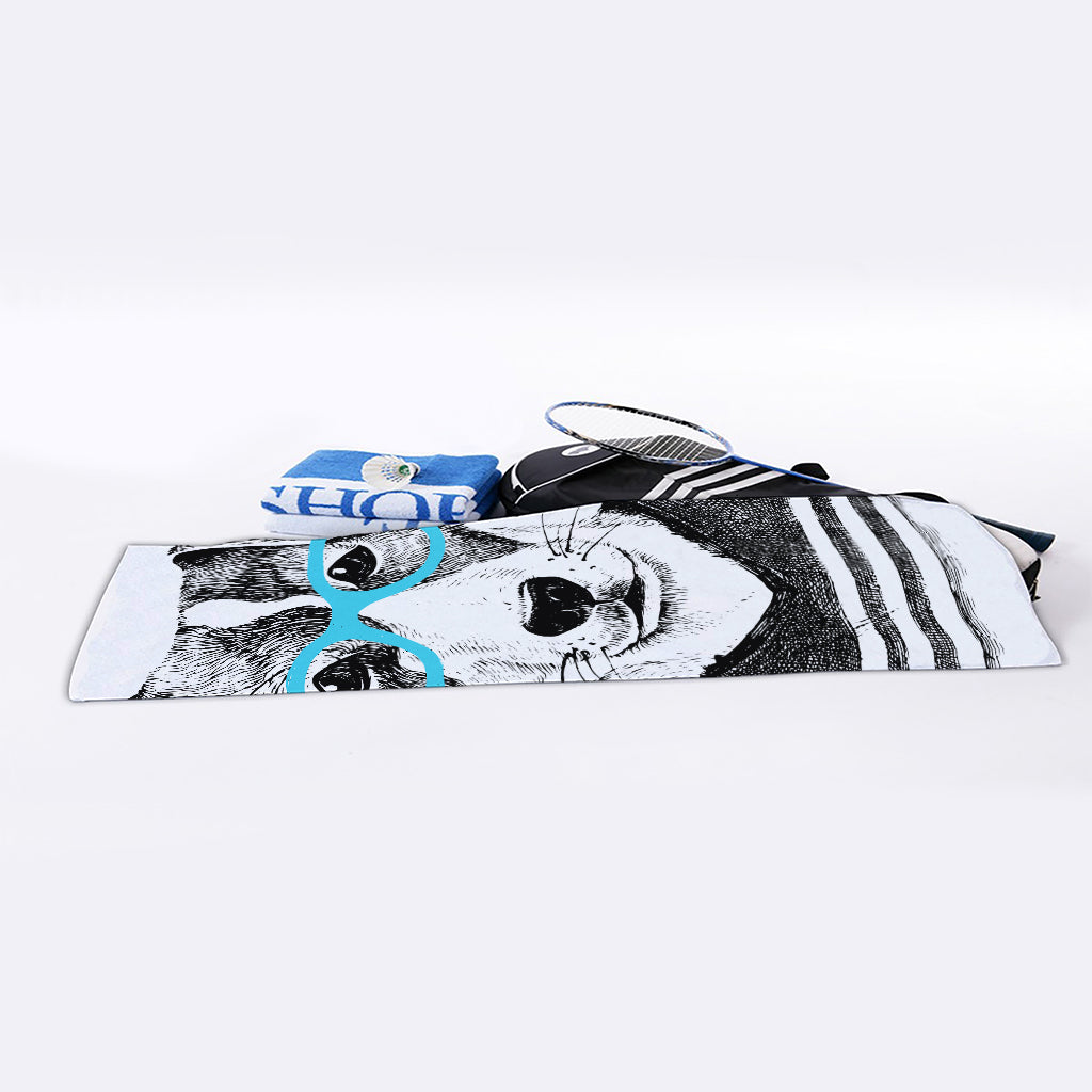 Hipster Jack Russell Terrier Print Sports Towel