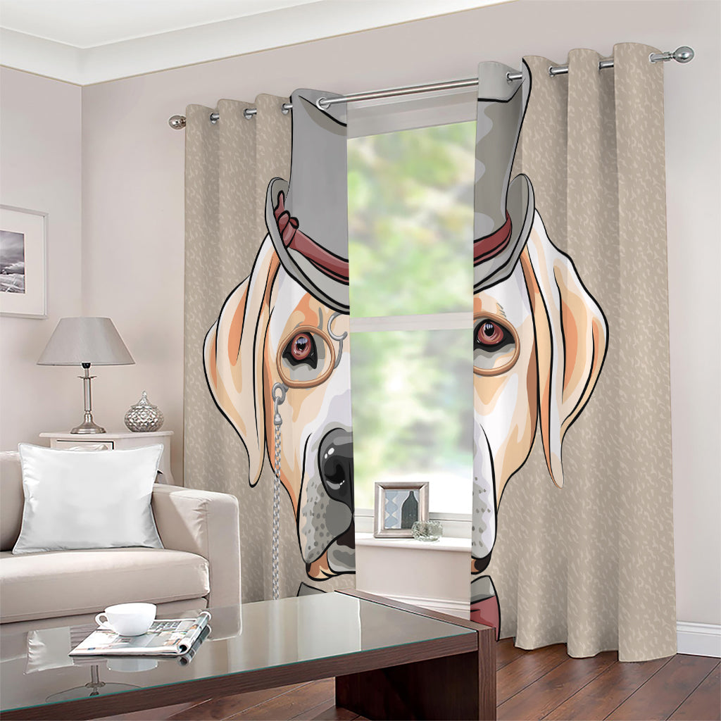 Hipster Labrador Retriever Print Extra Wide Grommet Curtains