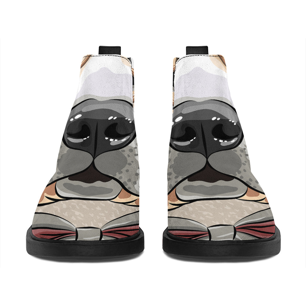 Hipster Labrador Retriever Print Flat Ankle Boots