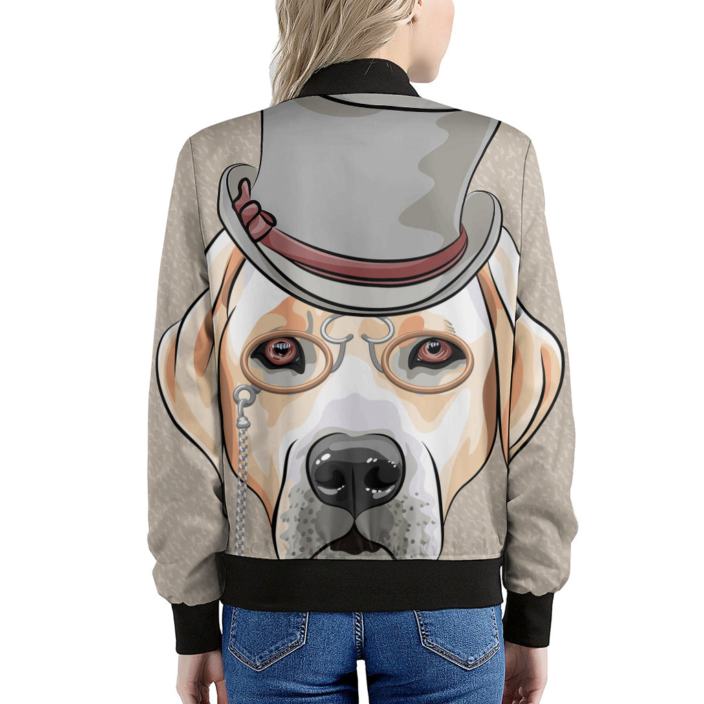 Hipster Labrador Retriever Print Women's Bomber Jacket