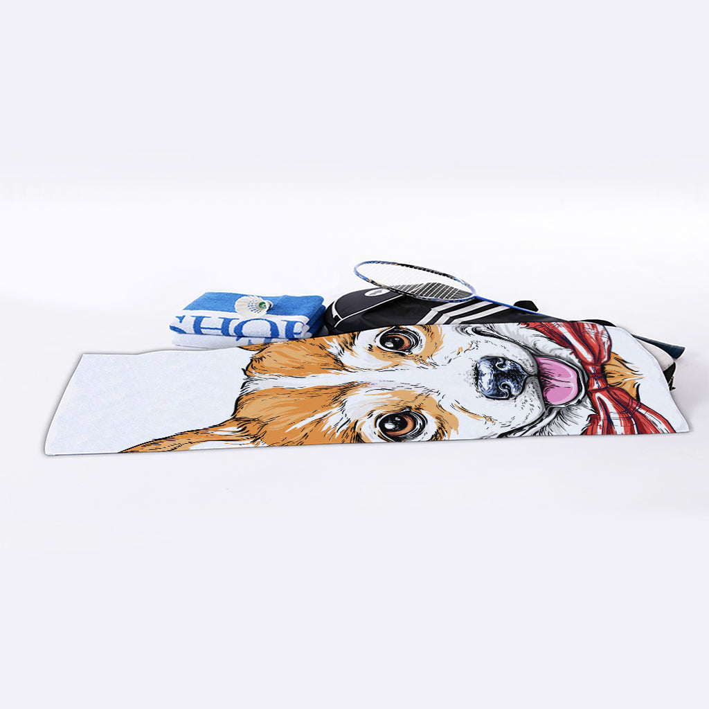 Hipster Pembroke Welsh Corgi Print Sports Towel