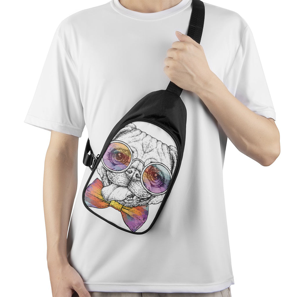 Hipster Pug Print Chest Bag