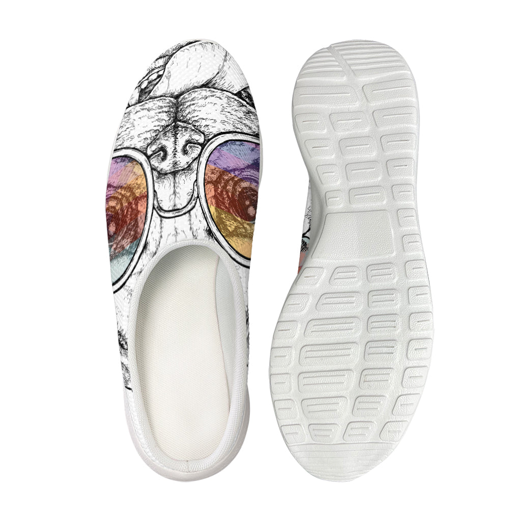 Hipster Pug Print Mesh Casual Shoes