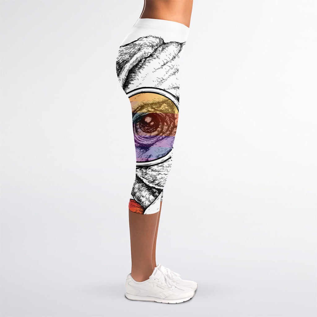 Hipster Pug Print Women's Capri Leggings