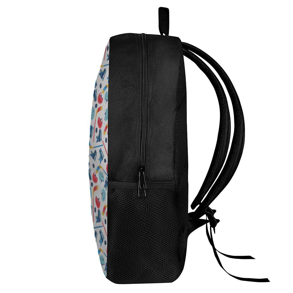 Hockey Equipment Pattern Print 17 Inch Backpack