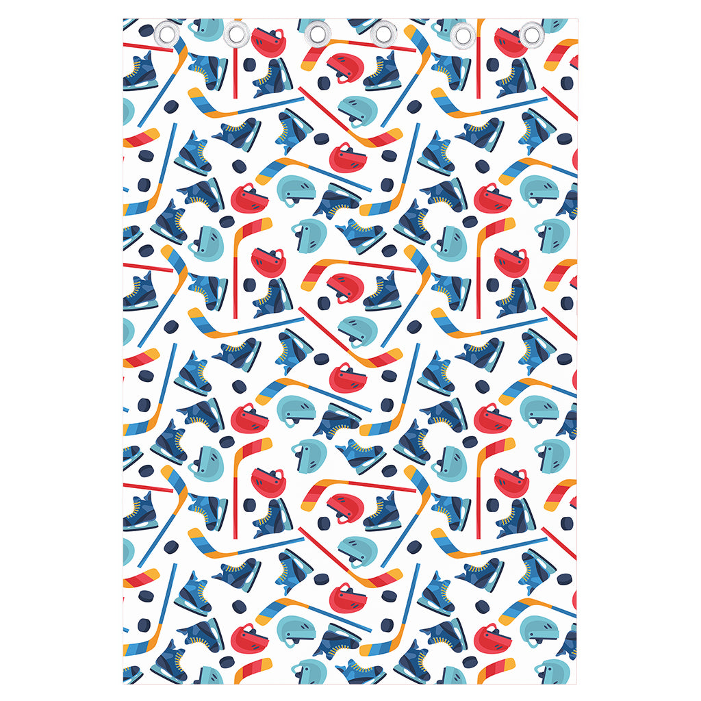Hockey Equipment Pattern Print Curtain