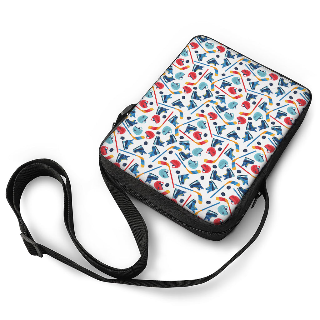 Hockey Equipment Pattern Print Rectangular Crossbody Bag
