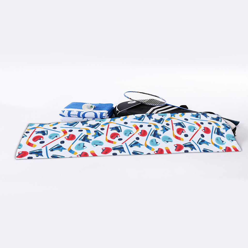 Hockey Equipment Pattern Print Sports Towel