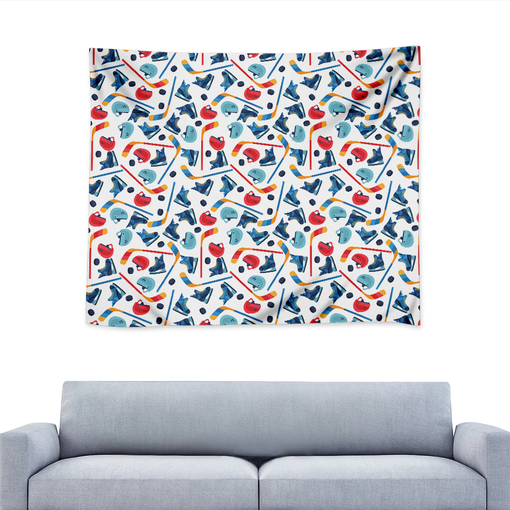 Hockey Equipment Pattern Print Tapestry