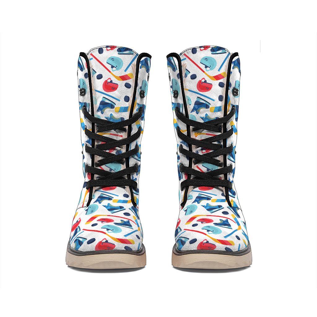 Hockey Equipment Pattern Print Winter Boots