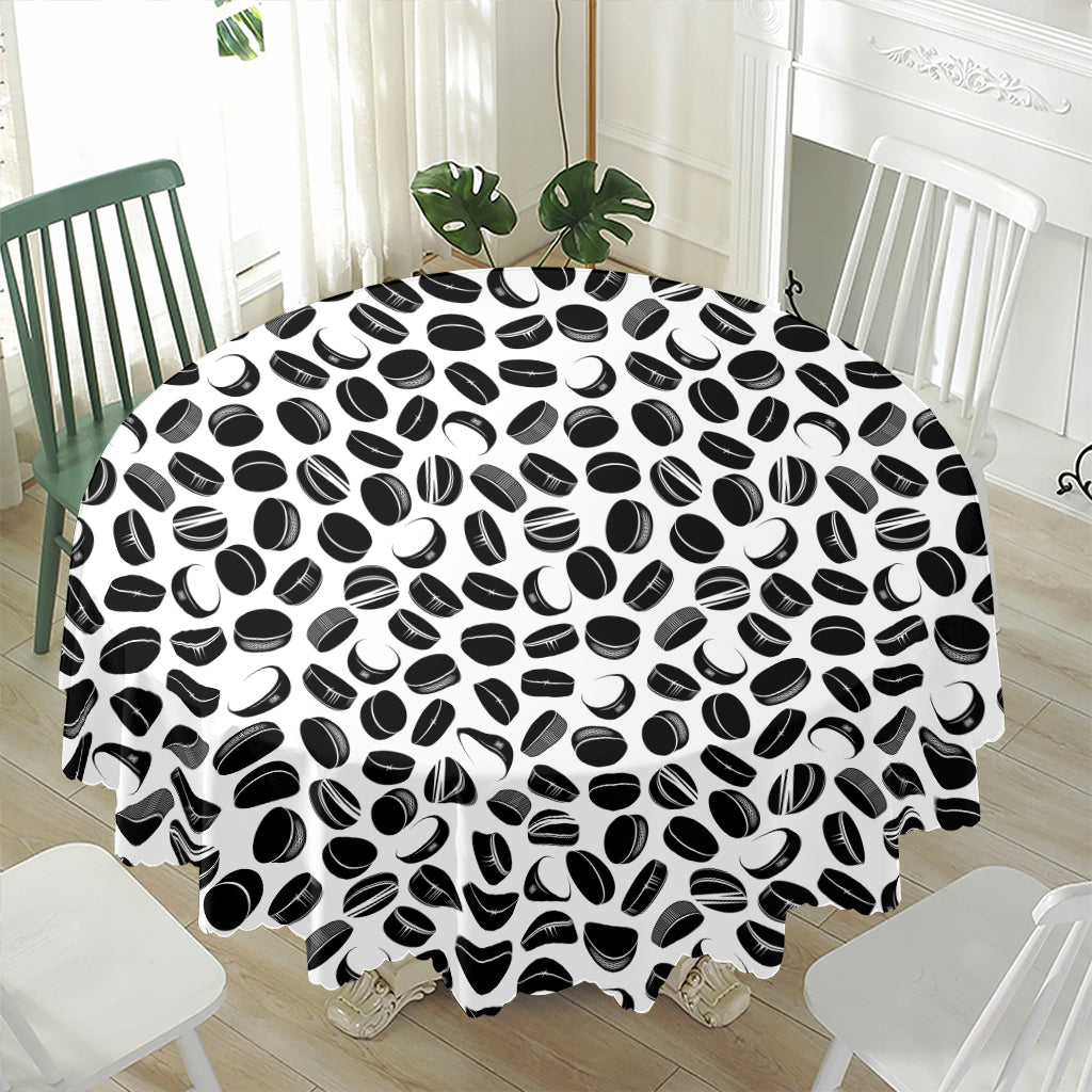 Hockey Puck Pattern Print Waterproof Round Tablecloth