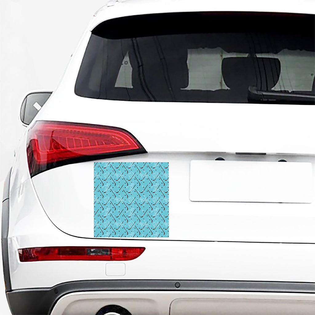 Hockey Stick And Puck Pattern Print Car Sticker