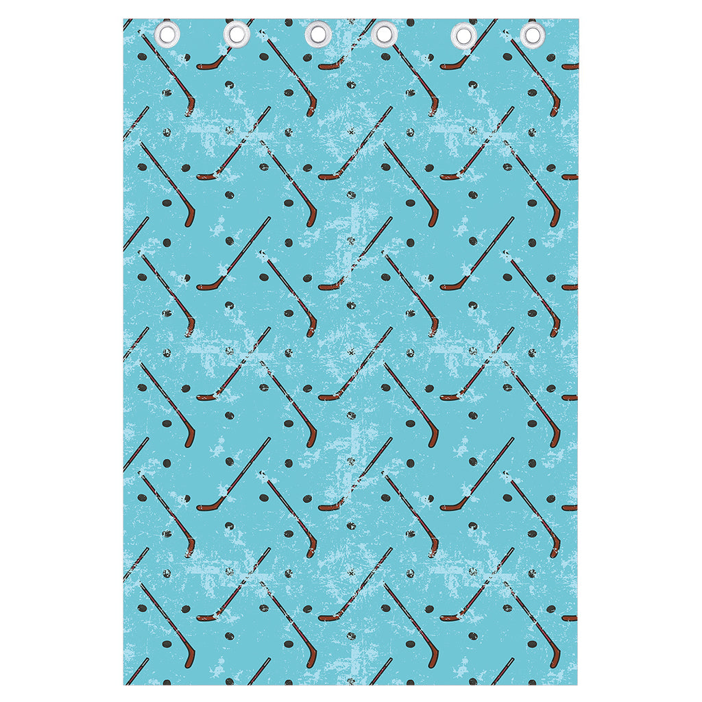 Hockey Stick And Puck Pattern Print Curtain