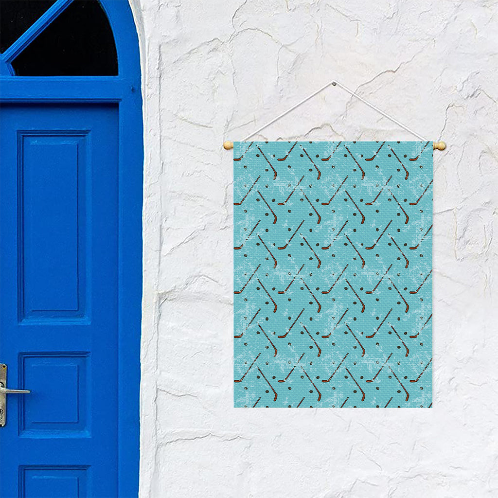 Hockey Stick And Puck Pattern Print Garden Flag