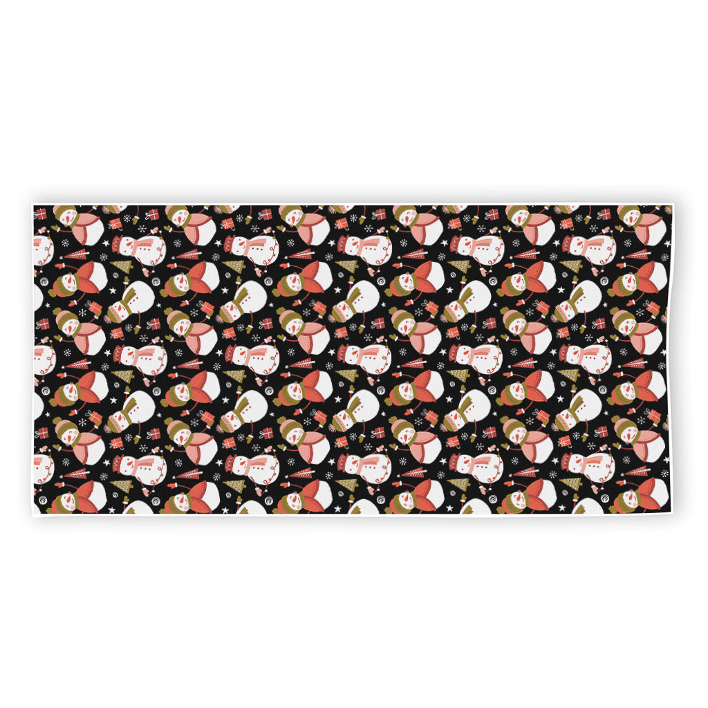 Holiday Snowman Pattern Print Beach Towel