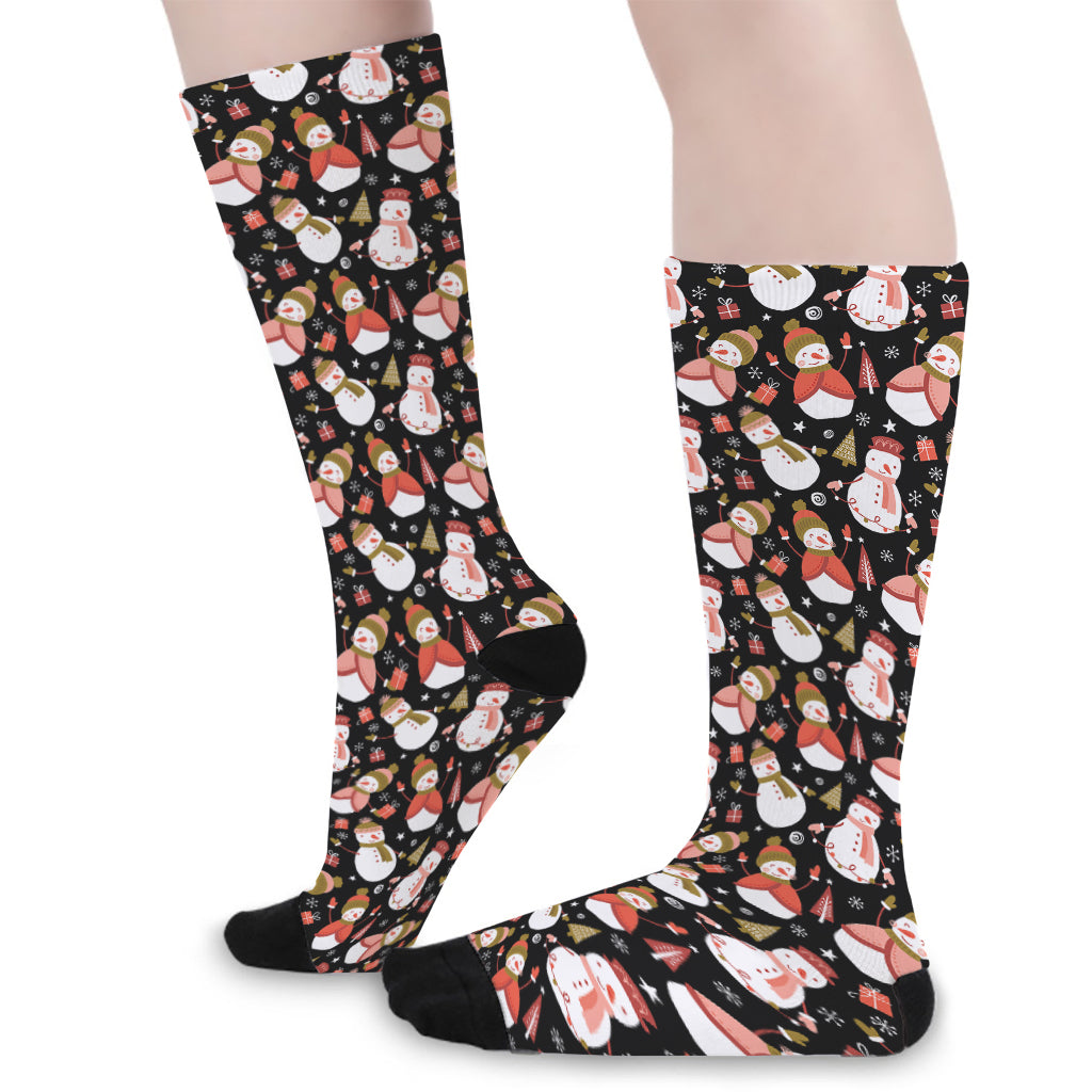 Holiday Snowman Pattern Print Long Socks