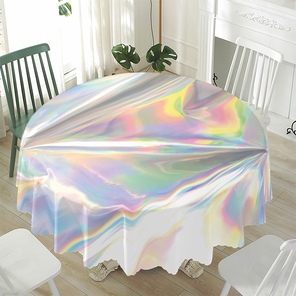Holographic Art Print Waterproof Round Tablecloth