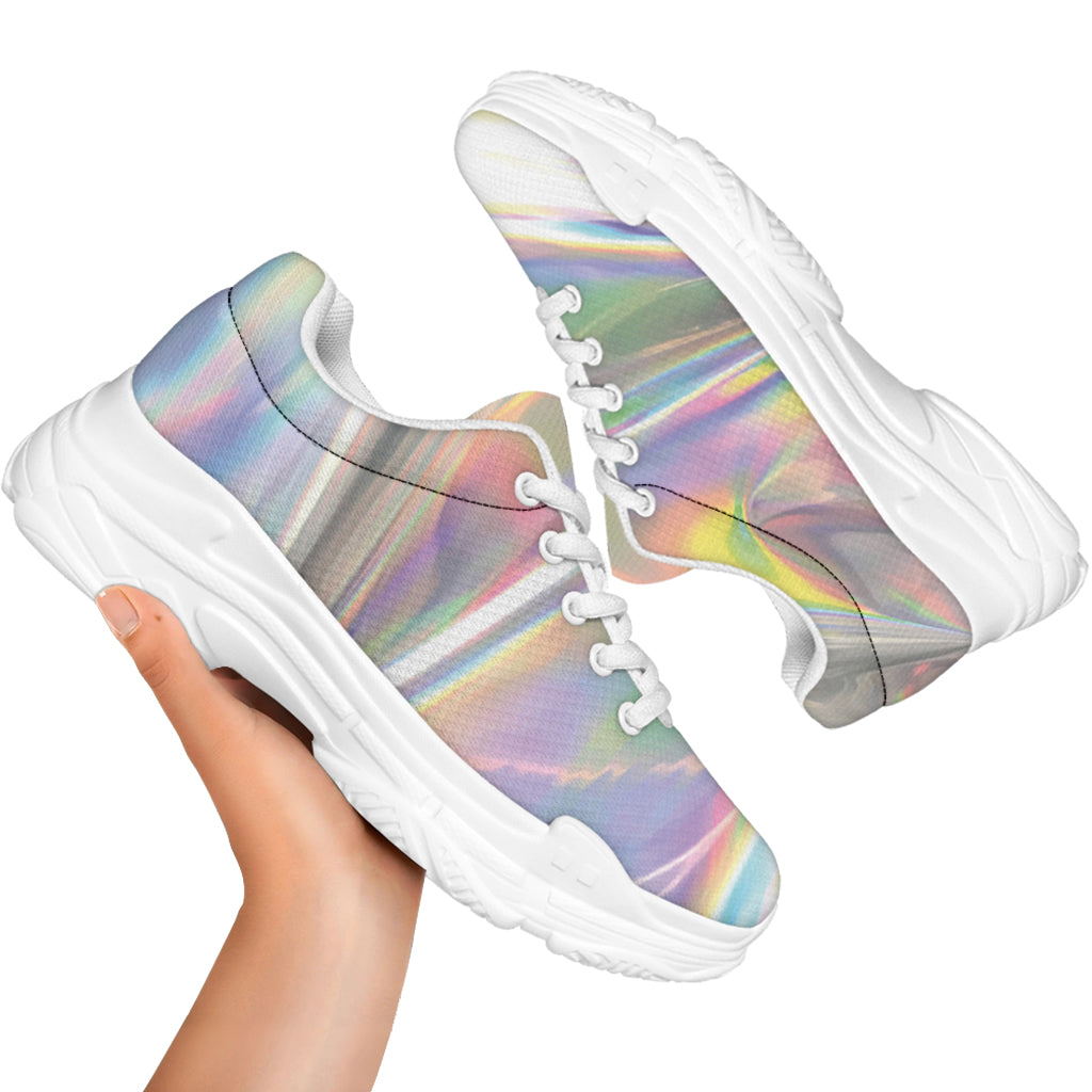 Holographic Art Print White Chunky Shoes