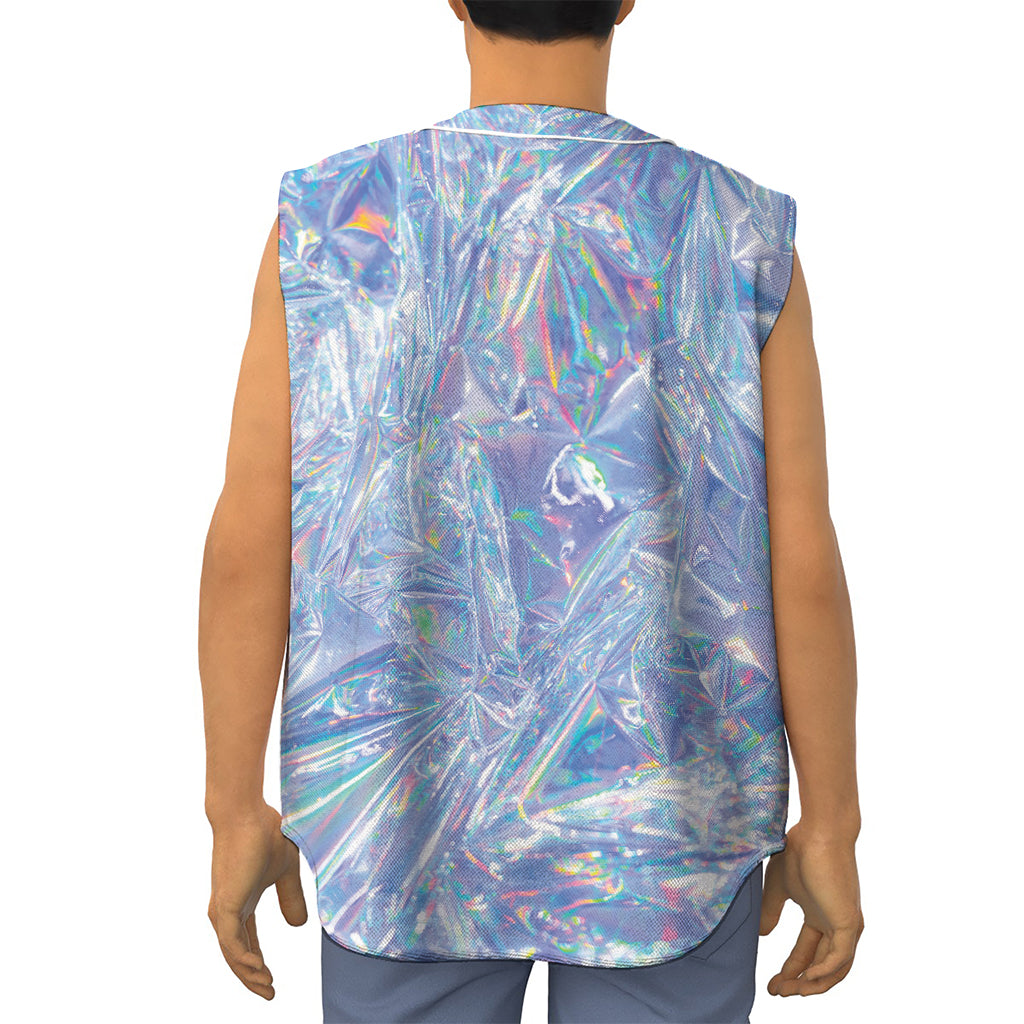 Holographic Artwork Print Sleeveless Baseball Jersey